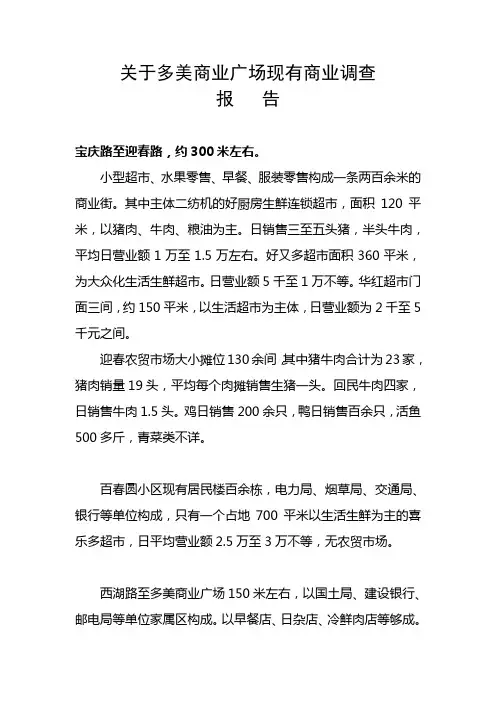 关于多美商业广场现有商业调查报告