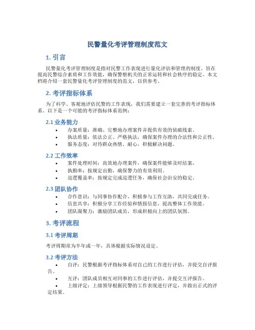 民警量化考评管理制度范文