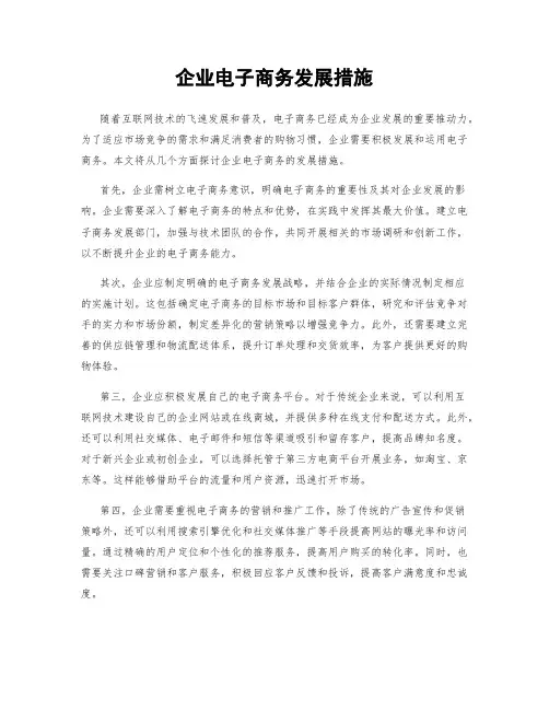 企业电子商务发展措施