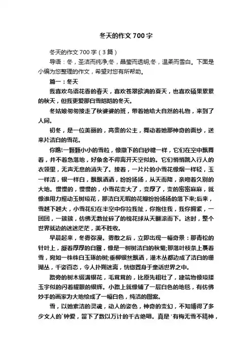 冬天的作文700字