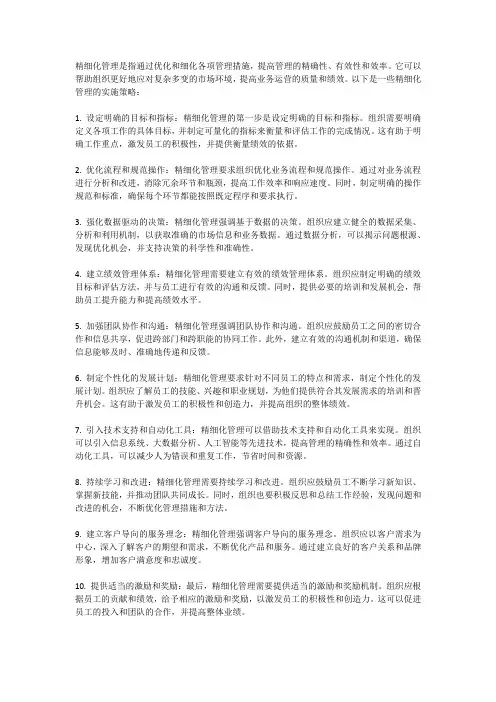 精细化管理办法的实施策略