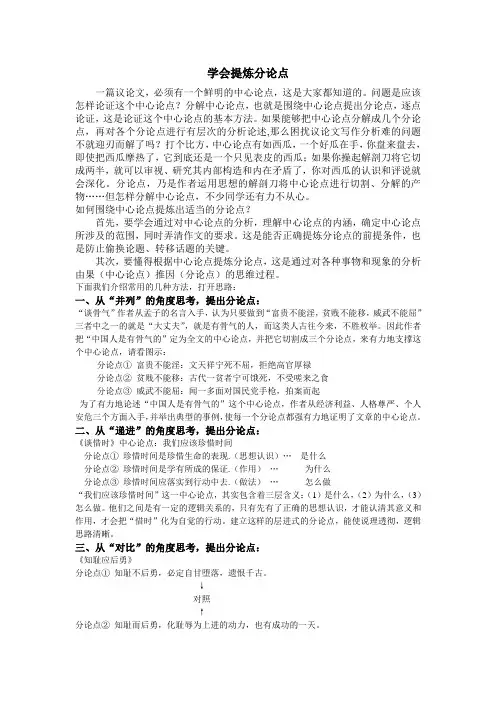 学会提炼分论点