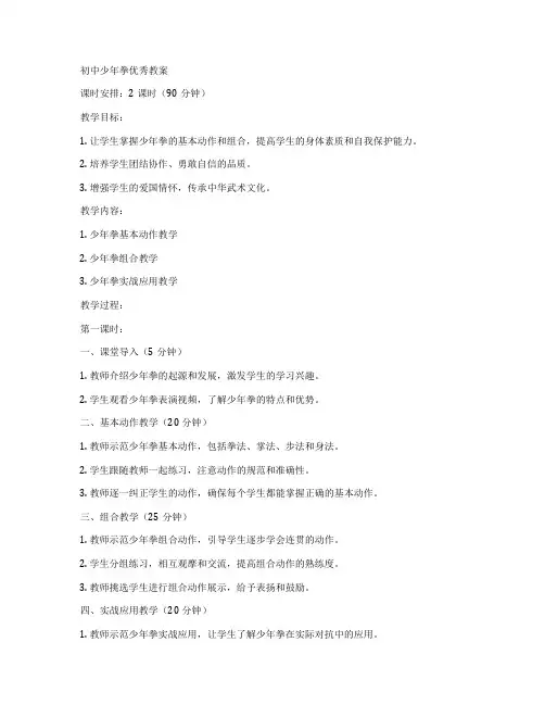 初中少年拳优秀教案