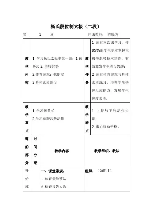 杨氏段位制太极拳二段)教案