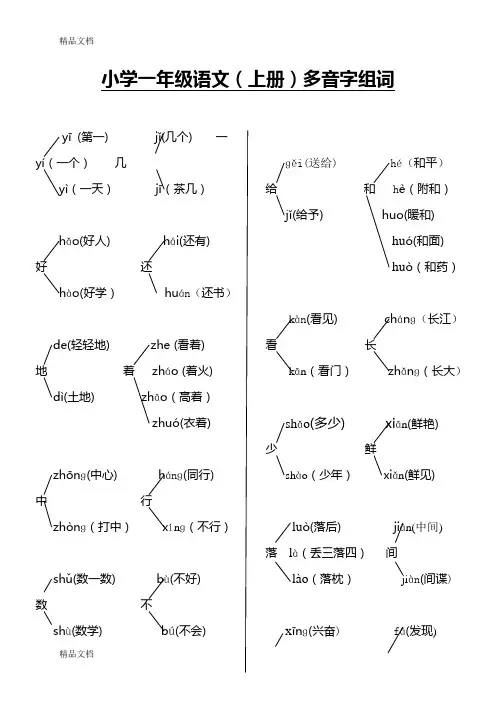小学一年级语文(上册)多音字组词word版本