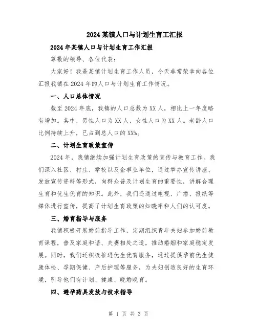 2024某镇人口与计划生育工汇报