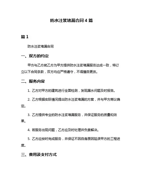 防水注浆堵漏合同4篇