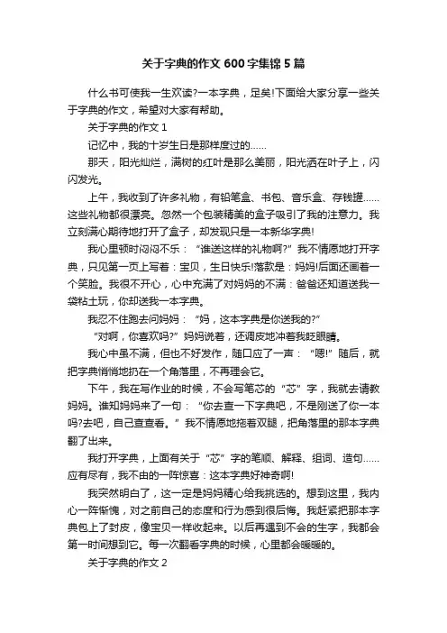 关于字典的作文600字集锦5篇