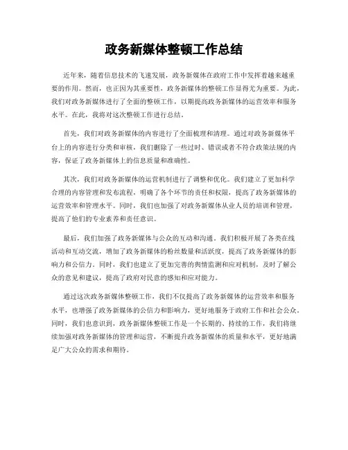 政务新媒体整顿工作总结