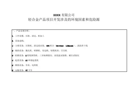 产品项目开发涉及的环境因素和危险源