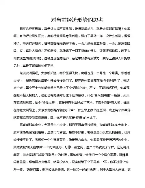 对当前经济形势的思考
