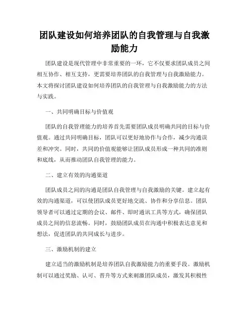 团队建设如何培养团队的自我管理与自我激励能力