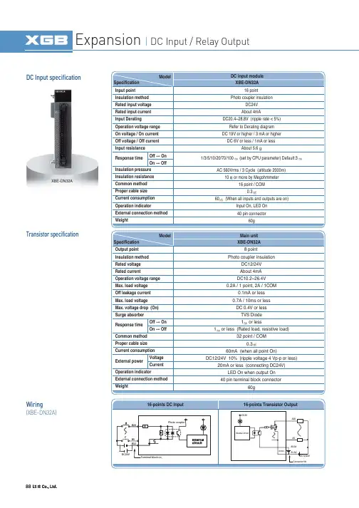 XBE-DN32A 16点DC输入模块说明书