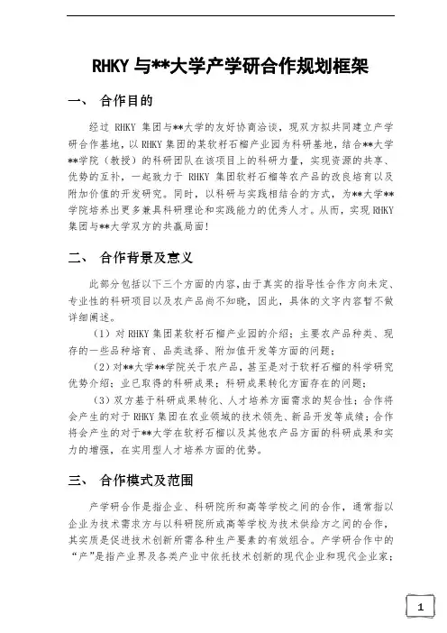 产学研合作规划框架