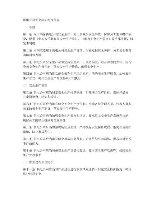 供电公司安全防护制度范本