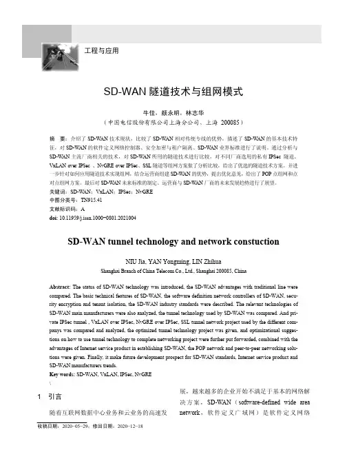 SD-WAN 隧道技术与组网模式
