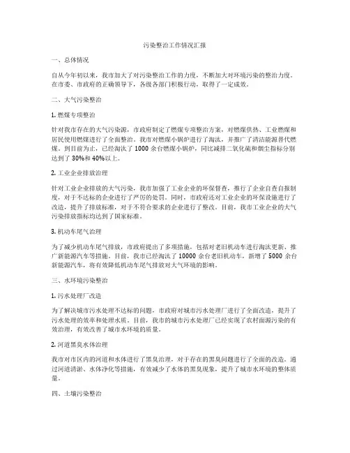 污染整治工作情况汇报
