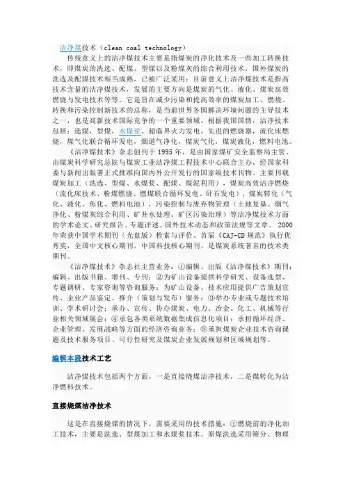 洁净煤技术发展综述