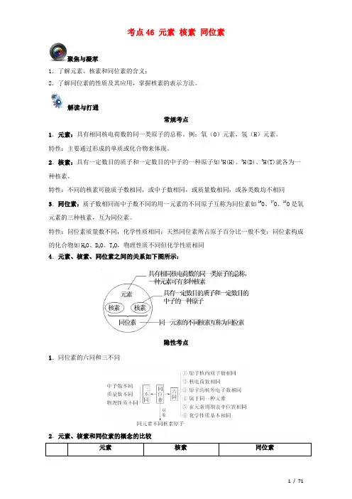 高考化学复习考点元素核素同位素