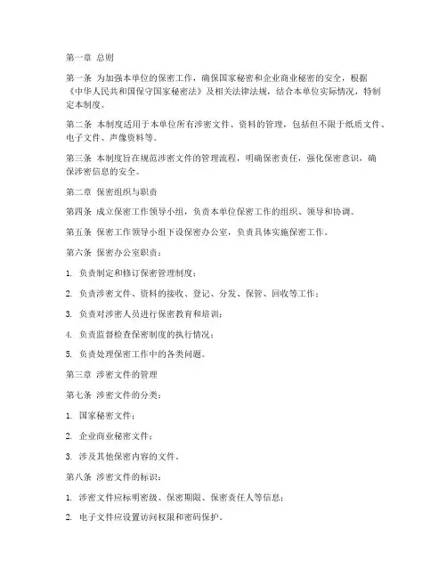 保密文件管理制度模板范文