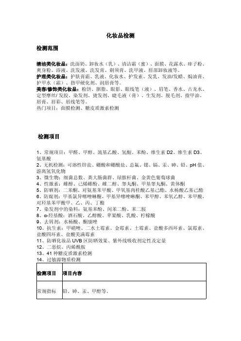 化妆品检测项目
