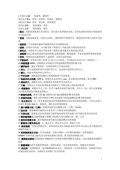 船舶原理 名词解释啊