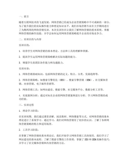 大学网络营销实训报告