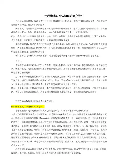 模式识别认知理论导引