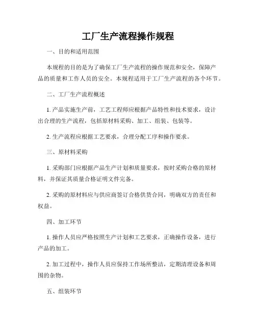 工厂生产流程操作规程
