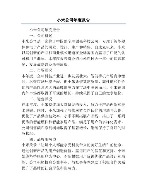 小米公司年度报告