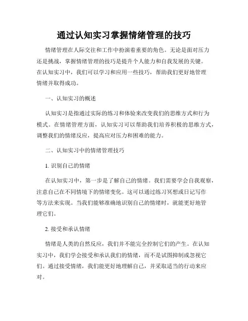 通过认知实习掌握情绪管理的技巧
