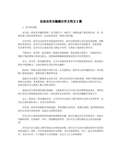 这里也有乐趣满分作文范文5篇