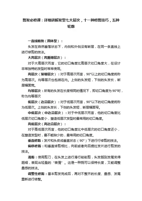 剪发必修课：详细讲解发型七大层次，十一种修剪技巧，五种轮廓