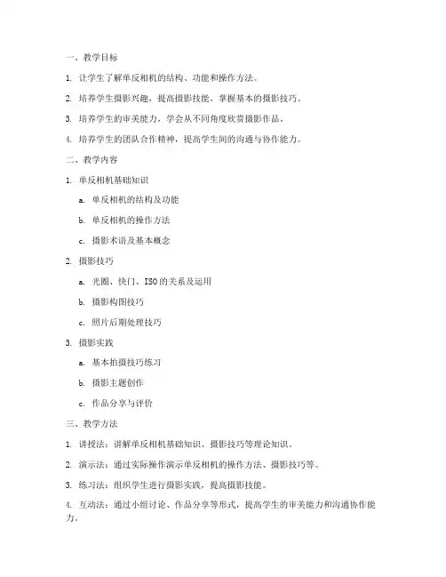 单反相片教学设计方案
