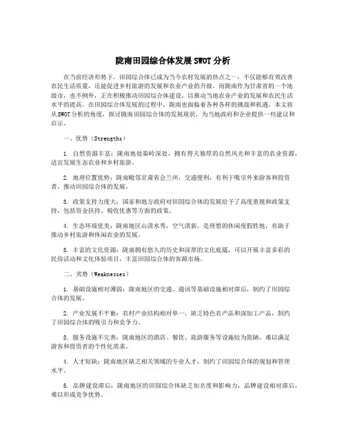 陇南田园综合体发展SWOT分析