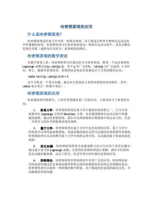 哈密顿原理的应用