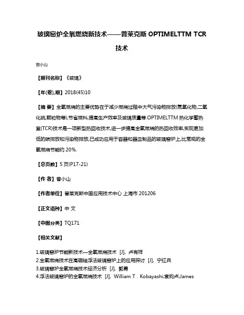 玻璃窑炉全氧燃烧新技术——普莱克斯OPTIMELTTM TCR技术