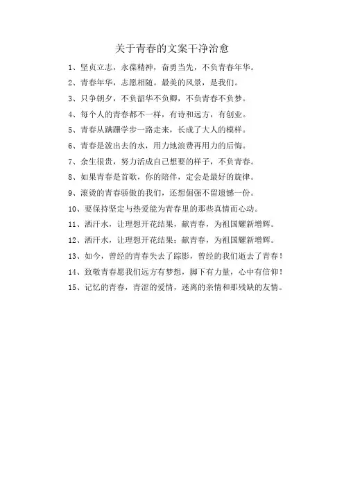 关于青春的文案干净治愈