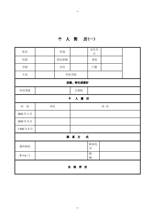 个人简历模板大全(30套)