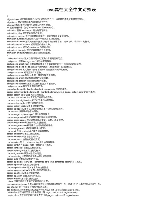 css属性大全中文对照表