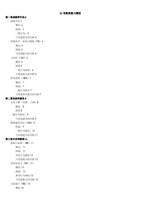 21项胜任力素质模型
