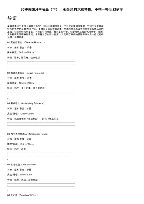 80种英国月季名品（下）：承袭经典大花特性，不拘一格变幻多样