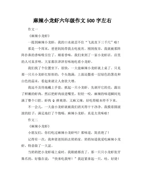 麻辣小龙虾六年级作文500字左右