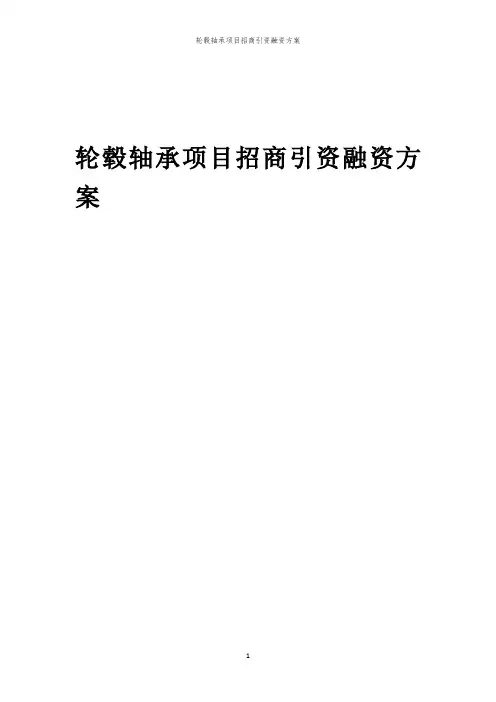 轮毂轴承项目招商引资融资方案