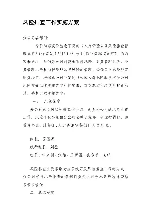人力资源风险排查工作实施方案（天津）