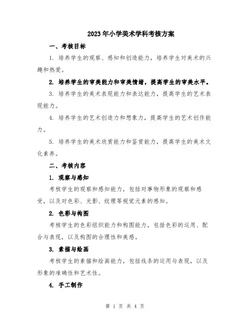 2023年小学美术学科考核方案