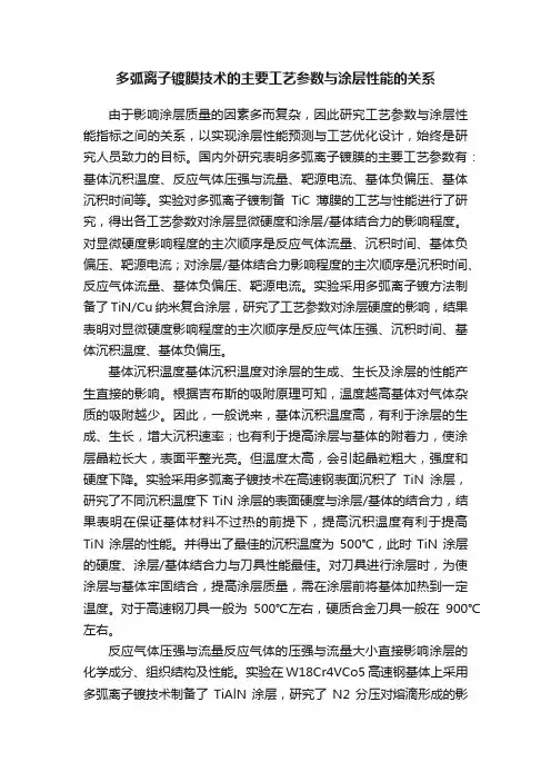 多弧离子镀膜技术的主要工艺参数与涂层性能的关系