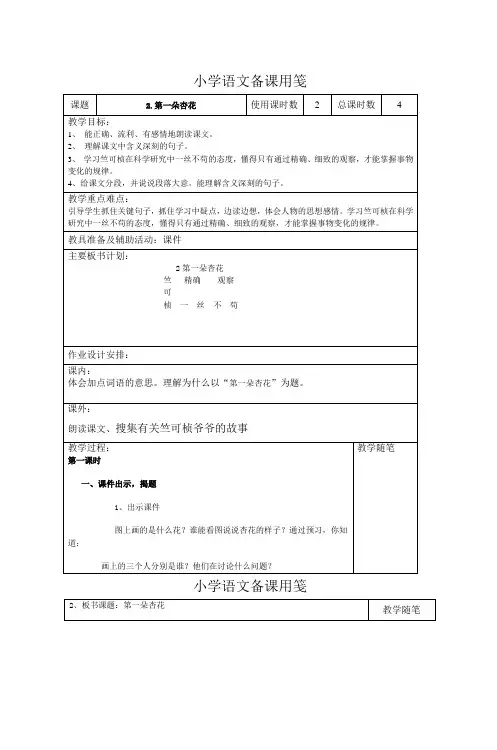 小学语文备课用笺