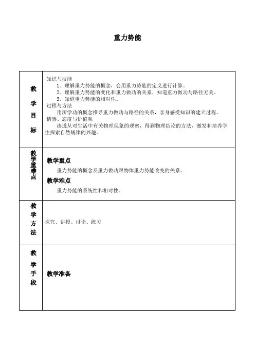 重力势能-精品教案