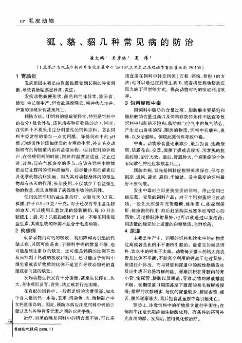 狐、貉、貂几种常见病的防治